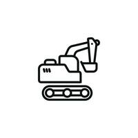 Excavator line icon isolated on white background vector