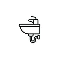 lavabo línea icono aislado en blanco antecedentes vector