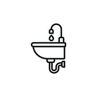 lavabo línea icono aislado en blanco antecedentes vector