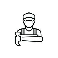 Mechanic line icon isolated on white background. Worker engineer icon vector