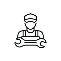 Mechanic line icon isolated on white background. Worker engineer icon vector