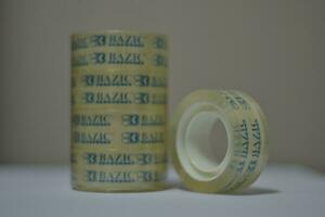 Pile of transparent insulation on the table. Insulation is used as an adhesive photo