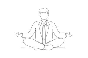 One continuous line drawing of work life balance concept. Doodle vector illustration in simple linear style.
