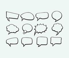 Speech bubbles with black border on gray background vector