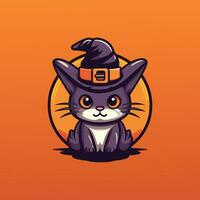 Novice Wizard Cat Flat with Scared Expression vector