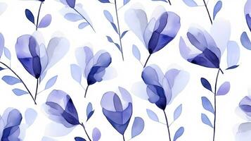 Seamless pattern of Baptisia flower in watercolor style isolated on white background. Baptisia flower texture background. Generative AI photo