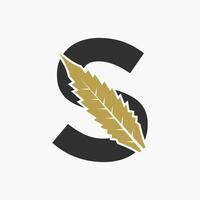 Letter S Cannabis Logo Concept With Marijuana Leaf Icon vector