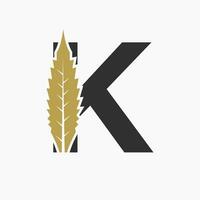 Letter K Cannabis Logo Concept With Marijuana Leaf Icon vector