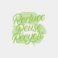 Reduce Reuse Recycle hand written lettering for zero waste concept poster, card, print. Modern calligraphy. Vector illustration.