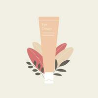 Cleansing cream with plant leaves vector