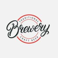 Brewery hand written lettering logo, label, badge, emblem, sign for beer house, bar, pub, brewing company, tavern, beer market. Modern brush calligraphy, typography. Vintage retro style. Vector. vector