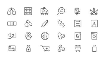 Medicine and Health care flat icons. minimal thin line web icon set. Outline icons collection vector