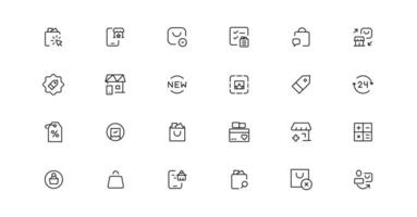 E-commerce, online shopping and delivery elements - minimal thin line web icon set. Outline icons collection. Simple vector illustration.