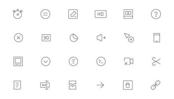 Pixel Perfect. Basic User Interface Essential Set. Line Outline Icons. For App, Web, Print. Editable Stroke. Pixel Stroke Wide with Round Cap and Round Corner vector