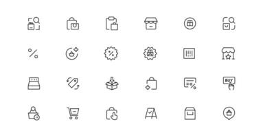 E-commerce, online shopping and delivery elements - minimal thin line web icon set. Outline icons collection. Simple vector illustration.