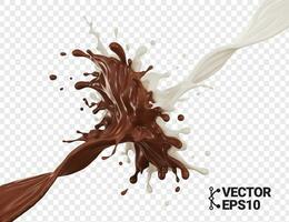 3d Leche chocolate chapoteo aislar realista vector eps