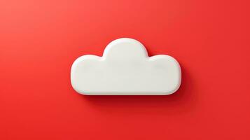 3d rojo blanco nube icono mínimo estilo, nube informática en línea servicio, digital tecnología seguridad concepto, generativo ai ilustración foto