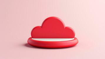 3D red white cloud icon minimal style, cloud computing online service, digital technology security concept, Generative AI illustration photo