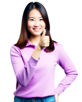 woman showing thumbs up png