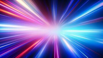 abstract background of speed motion in the tunnel with light rays. photo