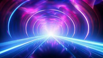 abstract background of speed motion in the tunnel with light rays. photo