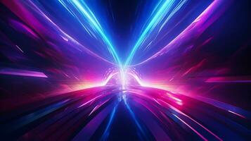 abstract background of speed motion in the tunnel with light rays. photo