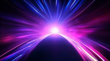 abstract background of speed motion in the tunnel with light rays. photo