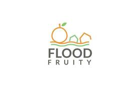 minimal flood fruit logo design - hand drawn fruit logo design for shop -  orange fruit logo design - stroke fruit logo- outline fruit logo - line fruit logo vector