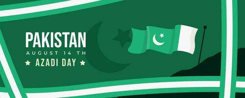 free 14 august pakistan independence day vector banner with pakistan flag and green frames and ribbon