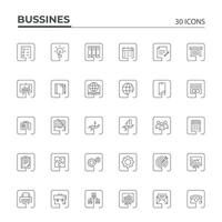 Business Square Line Icons Set vector