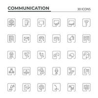 Communication Square Line Icons Set vector