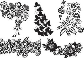 Group of Vector Pattern Floral and Vines Design and Embroidery