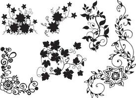 Group of Vector Pattern Floral and Vines Design and Embroidery