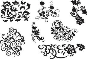 Group of Vector Pattern Floral and Vines Design and Embroidery