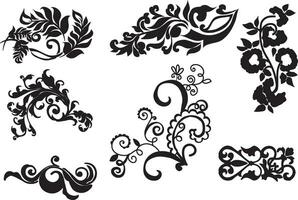 Group of Vector Pattern Floral and Vines Design and Embroidery