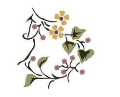 Colored Vines and Flower Pattern vector