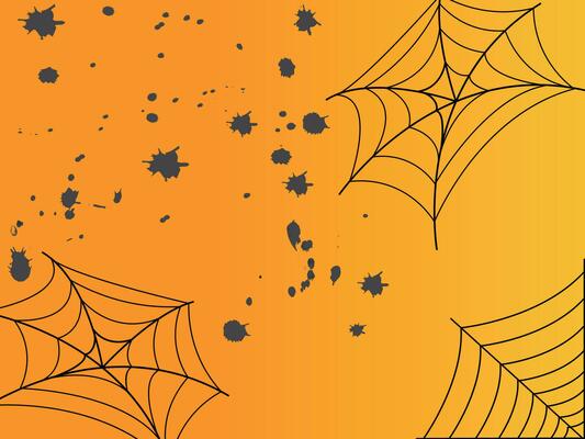 Premium halloween background with cobwebs on orange background