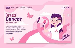 Breast Cancer Awareness Month Social Media Landing Page Cartoon Hand Drawn Templates Background Illustration vector