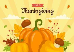 Happy Thanksgiving Social Media Background Flat Cartoon Hand Drawn Templates Illustration vector