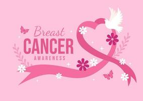 Breast Cancer Awareness Month Vector Illustration of Diverse Women with Pink Support Ribbon for Healthcare Campaign Solidarity Background Templates