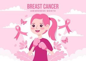 Breast Cancer Awareness Month Vector Illustration of Diverse Women with Pink Support Ribbon for Healthcare Campaign Solidarity Background Templates