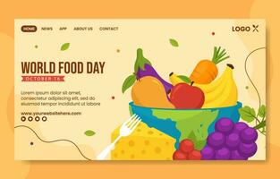 Food Day Social Media Landing Page Cartoon Hand Drawn Templates Background Illustration vector