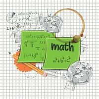 Pair of sticker notes with mathematical formulas Math class concept Vector