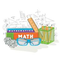 aislado apilar de libros y colegio suministros matemáticas clase concepto vector