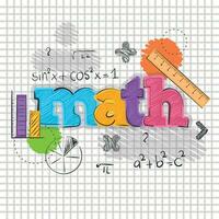 Math class lettering with formulas on a notebook paper Vector