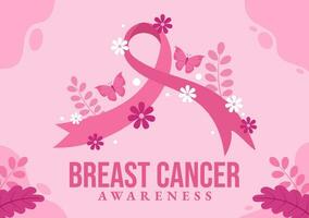 Breast Cancer Awareness Month Vector Illustration of Diverse Women with Pink Support Ribbon for Healthcare Campaign Solidarity Background Templates