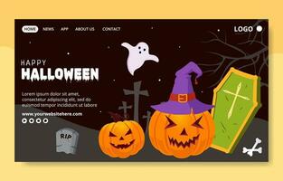 Happy Halloween Day Social Media Landing Page Cartoon Hand Drawn Templates Background Illustration vector