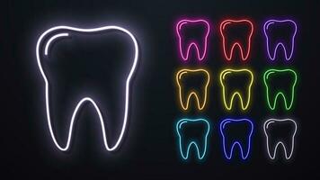 un conjunto de brillante vistoso brillante lustroso neón dientes con un raíz. vector