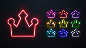 A set of neon crowns. An icon for playing in a casino. vector