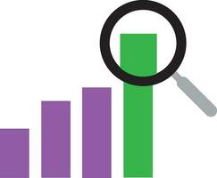 Positive trend bar chart and magnifier showing growth vector